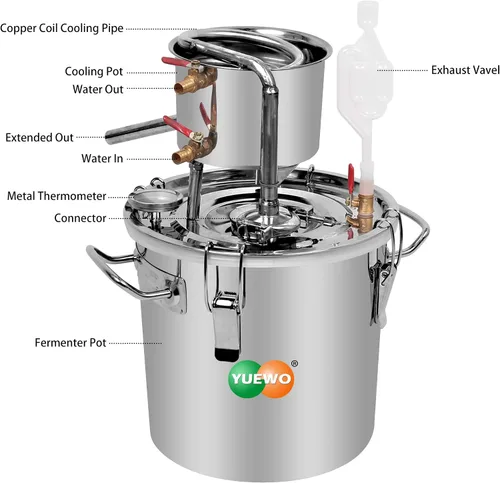 Vista 2 de YUEWO DIY 8Gal 30L alcohol Moonshine etanol todavía licores de acero inoxidable caldera agua Destilador hogar vino kit de fabricación