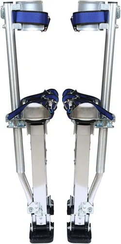 Vista 9 de findmall 18-30 Pulgadas Drywall Stilts Grade Ajustable Aluminio Herramienta Stilt para Pintura o Limpieza - Plata
