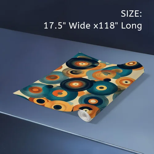 Vista 7 de Papel tapiz autoadhesivo para despegar y pegar, para encimera, discos de vinilo retro abstractos, tonos cálidos, diseño circular, autoadhesivo
