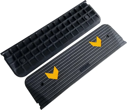 Vista 2 de Rampa de umbral de goma para puertas de alta resistencia 3.8cm 1.5" de altura rampa para silla de ruedas, 1 paquete rampa de bordillo Power de goma