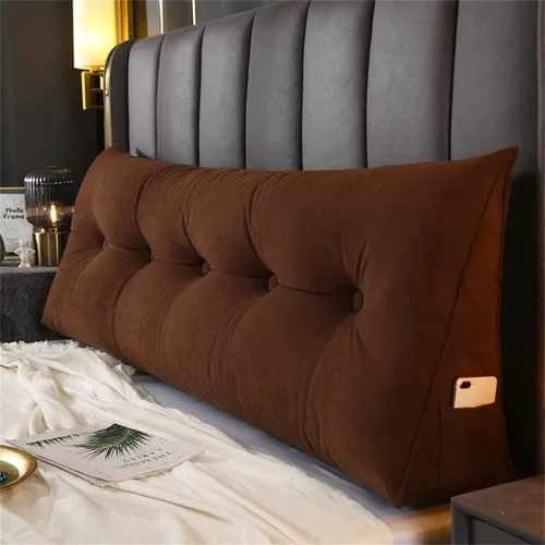 Vista 11 de Almohada de lectura triangular de color sólido, cojín grande de soporte para cabecero para adultos, almohada de cabecera completa para ver Azul