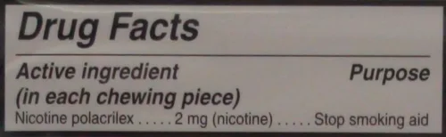 Vista 4 de Goma de mascar de nicotina 2 mg sin azúcar recubierta canela genérico para Nicorette 100 piezas por caja, paquete de 2 en total, 200 piezas