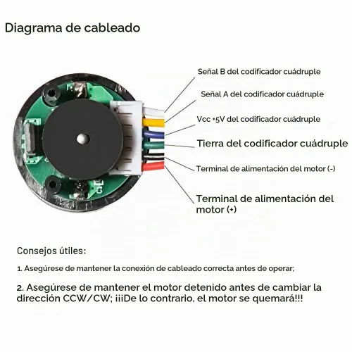 Vista 4 de Motor de engranaje de metal con codificador, de 12 V CC, de baja velocidad, 60 RPM, con codificador para Arduino y impresoras 3D