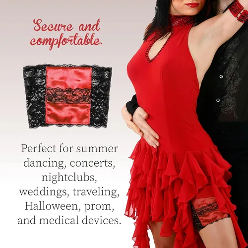 Vista 6 de StashBandz 2 Security Pockets Wedding Phone Garter Lace Thigh Purse with Stay-put Grippers Fits any Size Phone More