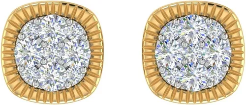 Vista 3 de Aretes de diamante cuadrado de 14 quilates en oro de 10 quilates