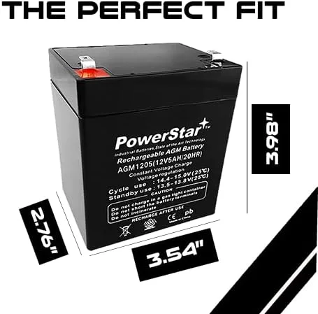 Vista 2 de PowerStar 12V 5Ah Batería recargable de ácido de plomo sellada, AGM