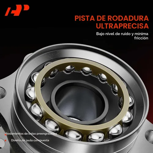 Vista 4 de A-Premium 2 cojinetes de rueda trasera delantera y conjunto de cubo con perno de 5 lengüetas compatibles con Chevrolet GMC Buick Cadillac Saab
