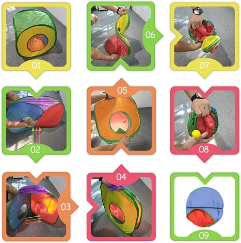 Vista 3 de Andiker Túnel para gatos, tienda de campaña plegable cuadrada colorida para gatitos que combina con la mayoría de tubos para gatos, tienda