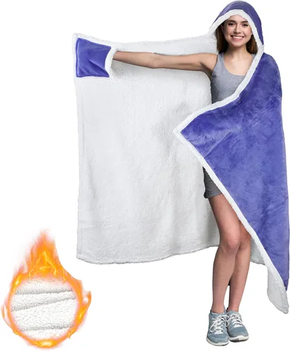 Vista 10 de Manta con capucha, cálida y acogedora manta de poncho suave, capa de forro polar, regalos para mujeres, Guepardo