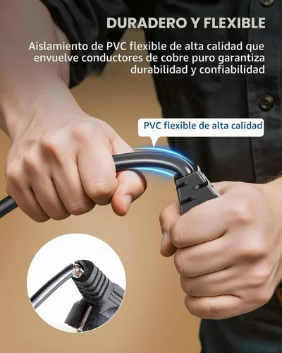 Vista 6 de DEWENWILS Cable de extensión corto de 1 pie, cable de extensión de cabeza plana para interiores con 3 puntas, cable de alimentación de perfil bajo
