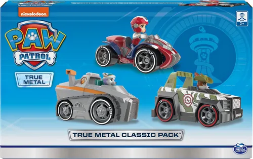 Vista 3 de Paw Patrol, Paquete Clásico de Metal Verdadero de 3 vehículos coleccionables fundidos a presión, escala 1:55