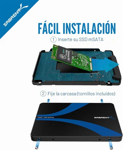 Vista 4 de Sabrent Adaptador de Carcasa de Aluminio mSATA a SATA III de 2.5 Pulgadas (EC-MSSA)