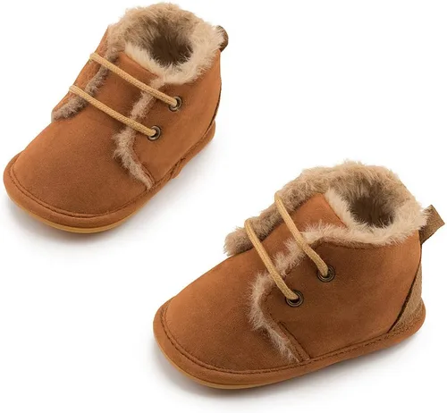 Vista 4 de Meckior Botar para aprender a caminar unisex, para niños y niñas, recién nacidos, terciopelo, suela de goma, zapatos antideslizantes