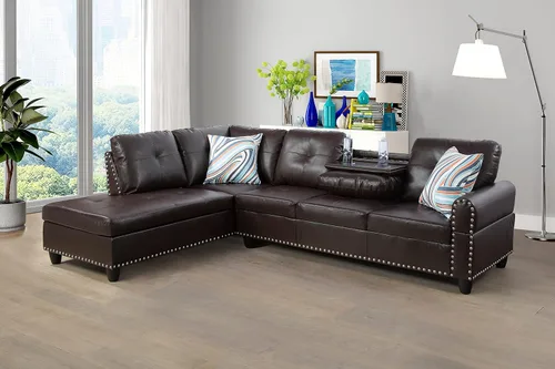 Vista 17 de FUOROLA Sofá modular de gran tamaño, sofá modular de cuero con reclinable, sofás seccionales para sala de estar, sofá reclinable de piel sintética