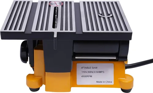 Vista 4 de Mini banco de sierra de mesa de 90 W 1/8 HP de 4 pulgadas, máquina de corte de piedra de vidrio y madera, mini herramienta de corte de sierra