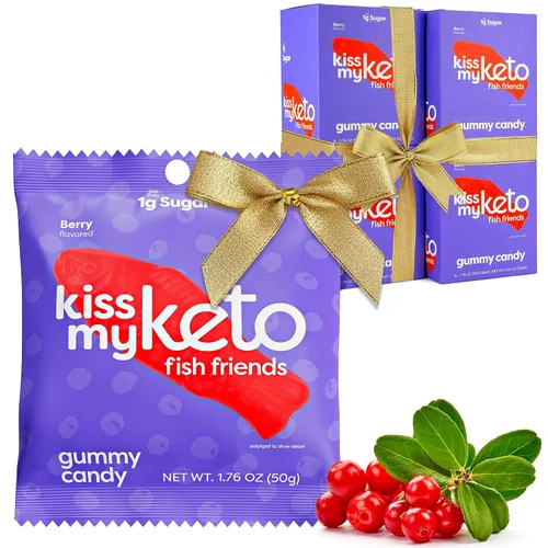 Vista 12 de Kiss My Keto Gomitas sin azúcar, mordeduras de bayas, paquete de 8 – Satisface los antojos mientras te mantienes en cetosis – Alto en fibra, 0.17 oz