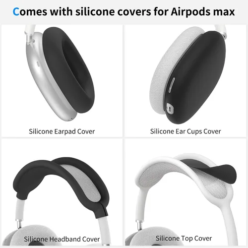 Vista 4 de Funda rígida para AirPods Max con modo de sueño, funda de transporte para auriculares con almohadillas de silicona para AirPods