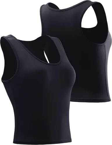 Vista 2 de NELEUS Camiseta corta sin mangas para mujer, ajuste seco, atlética, para correr, paquete de 3