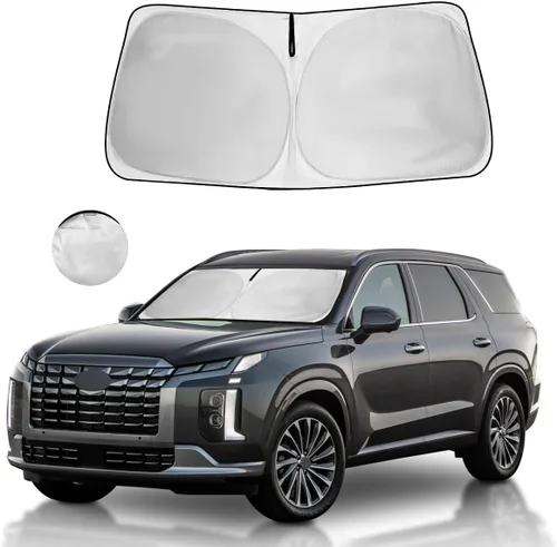 Vista 21 de Parasol para parabrisas, 4 capas, parasol para ventana delantera, bloquea los rayos UV, mantiene el automóvil más fresco