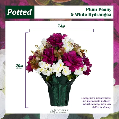 Vista 2 de Sympathy Silks Flores artificiales de otoño, decoración de tumbas, decoración del hogar, flores de maceta, peonía de ciruela y flores de hortensias