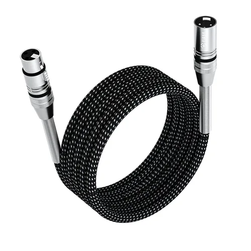 Vista 9 de FIBBR Cables XLR 1M/3 pies, cable de micrófono trenzado de nylon XLR macho a hembra de alta resistencia, cable de micrófono balanceado compatible