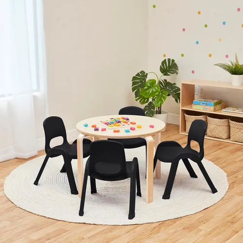 Vista 12 de ECR4Kids Silla apilable SitRight de plástico, 11 pulgadas, muebles de aula, negro, paquete de 4