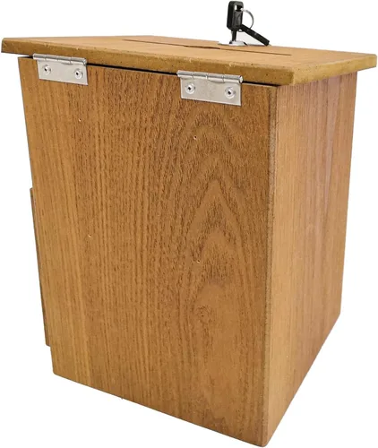 Vista 4 de FixtureDisplays Caja, colección de iglesia donación benéfica con cruz 7.5 pulgadas de ancho x 7.5 pulgadas de alto x 9-7/8 pulgadas de profundidad