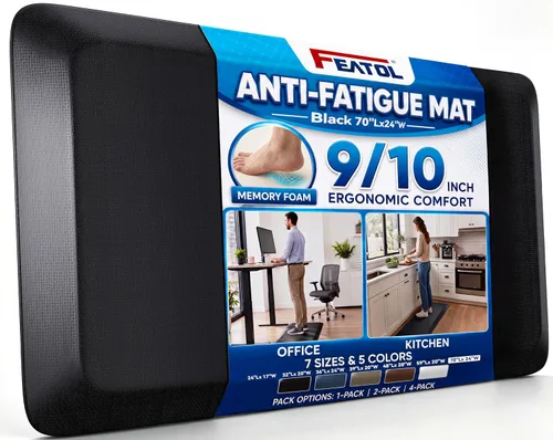 Vista 16 de FEATOL Alfombrilla antifatiga extra gruesa 9/10 para escritorio de pie y Negro