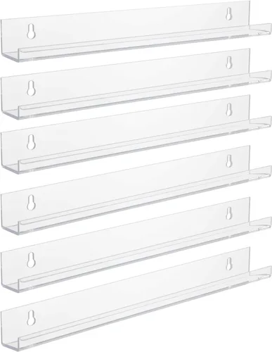 Vista 3 de Sorbus Estante organizador de esmalte de uñas acrílico, paquete de 6 unidades de 15 pulgadas – 90 – 120 botellas – Estantes flotantes montados