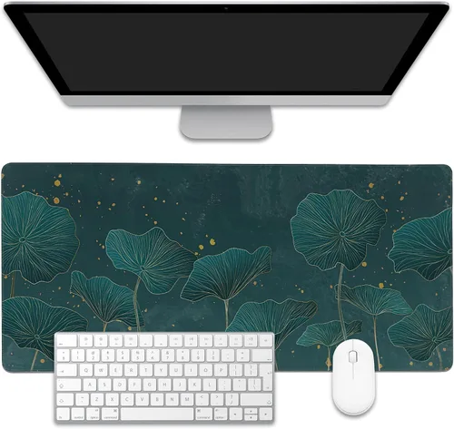 Vista 13 de Alfombrilla para mouse, estilo de línea de arte dorada abstracta para escritorio, almohadilla de escritorio con base antideslizante y borde cosido