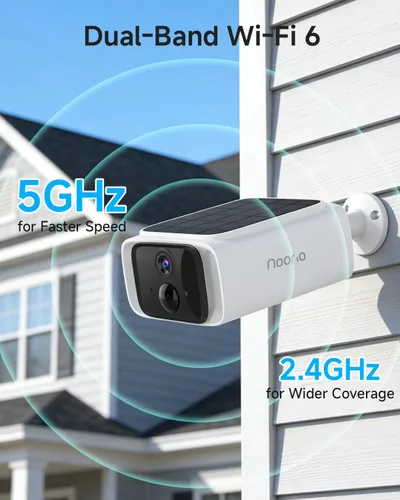 Vista 6 de Noorio 2K 4MP Solar Security Camera, 2.4/5G WiFi, Color Night Vision, SB400