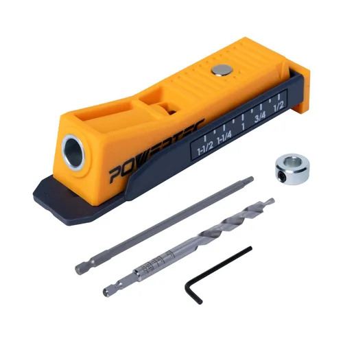 Vista 8 de POWERTEC 71933-P2 Broca de taladro de bolsillo con vástago hexagonal de 1/4 pulgadas, broca de repuesto con collar de tope de profundidad