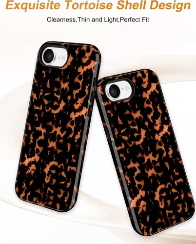 Vista 634 de Jusy Funda compatible con MagSafe con estampado de caparazón de tortuga marrón para iPhone 7/8/SE, cubierta protectora de TPU suave magnética