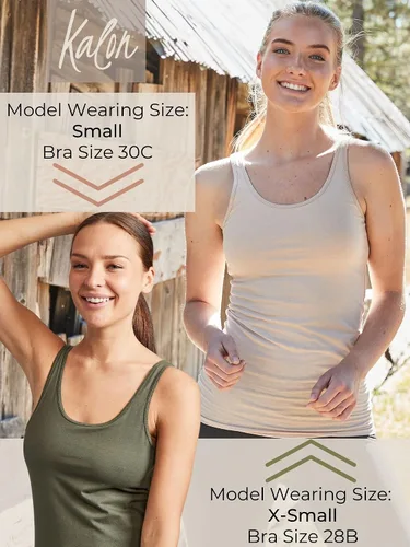 Vista 2 de Kalon Paquete de 4 camisetas sin mangas para mujer con diseño moderno y pechugona