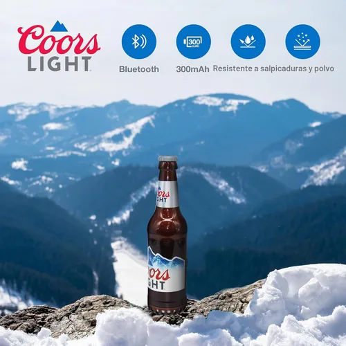 Vista 5 de Coors Light - Altavoz Bluetooth con Forma de Botella con Estéreo de Alta Fidelidad, Resistente a Salpicaduras, 6H de Reproducción y Puerto AUX