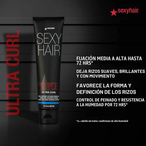 Vista 7 de SexyHair Style Ultra Curl Support Styling Crème-Gel, 5.1 oz Alto control Añade definición y forma duradera
