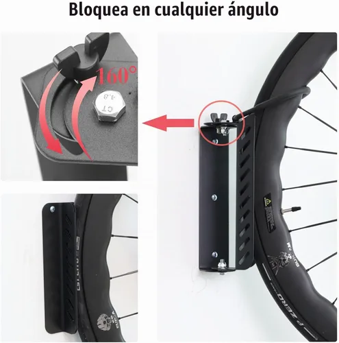 Vista 3 de PHUNAYA Soporte de pared vertical para bicicleta, ganchos giratorios para bicicleta, para garaje, pared de garaje, ganchos para bicicletas, jardín