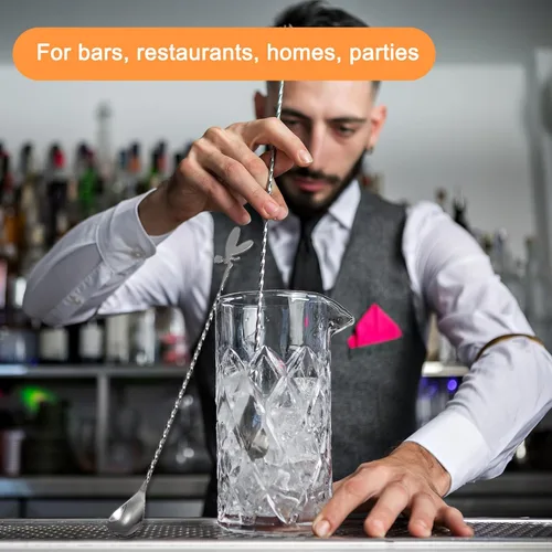 Vista 5 de uxcell Cuchara de bar para mezclar cóctel, 1 cuchara agitadora de acero inoxidable de 12 pulgadas de mango largo con patrón en espiral para café