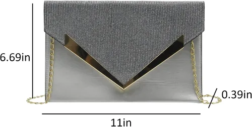 Vista 7 de Caviotess Women Shiny Sequin Envelope Clutch Purse Elegant Evening Bag Shoulder Handbag with Chain Strap