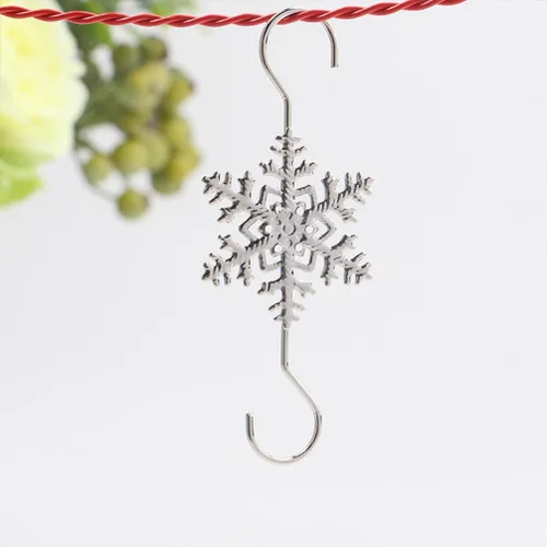 Vista 6 de Ganchos de adorno para decoración colgante, 20 ganchos dorados en forma de S de copo de nieve – Colgadores de árbol de Navidad con puntas de cuentas