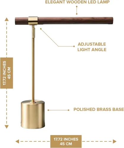 Vista 2 de Lámpara de Mesa Moderna Banker Slim - Luz de Escritorio LED - Lámpara de Madera y Latón - Lámpara de Mesa Ajustable - Lámpara de Escritorio de Siglo