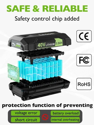 Vista 5 de 40V OP40401 Reemplazo para batería Ryobi 40V 3.5Ah Compatible con Ryobi 40V Volt batería de litio OP40602 OP40601 OP40605 OP4026 OP40201 OP4040