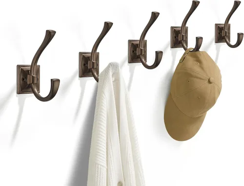 Vista 16 de TUNNY Paquete de 5 ganchos para colgar en la pared de diseño antiguo, ganchos de latón antiguo, gancho para toallas para armario de zapatos