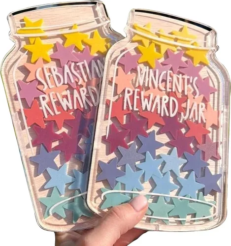 Vista 2 de MDPrints Global MDPrints - Tarro de recompensa XL para aula, 16-100 dijes, tarro de recompensa magnético personalizado para tablero del aula