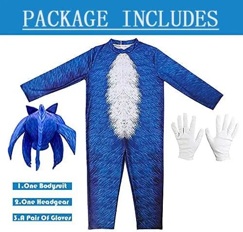 Vista 3 de Yakogy Kids Pretend Play Cartoon Jumpsuit for Boys Girls Halloween Cosplay Hedgehog Costume