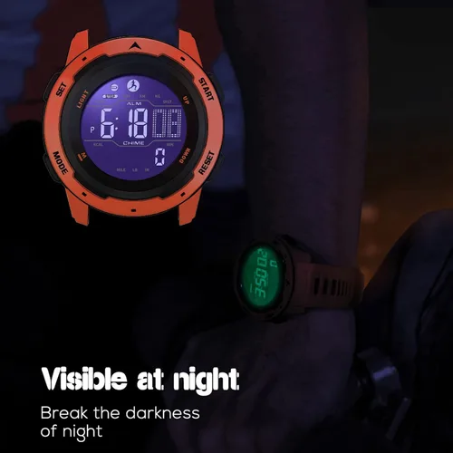 Vista 5 de Reloj digital para hombre, podómetro, contador de pasos, deportivo, militar, táctico, para exteriores, contador de calorías, alarma, cronómetro