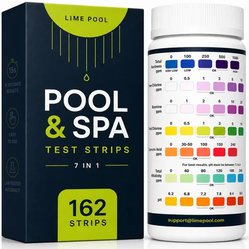 Vista 4 de 100 tiras de prueba de 7 vías para bañera de hidromasaje, spa y piscina, lecturas precisas en 15 segundos