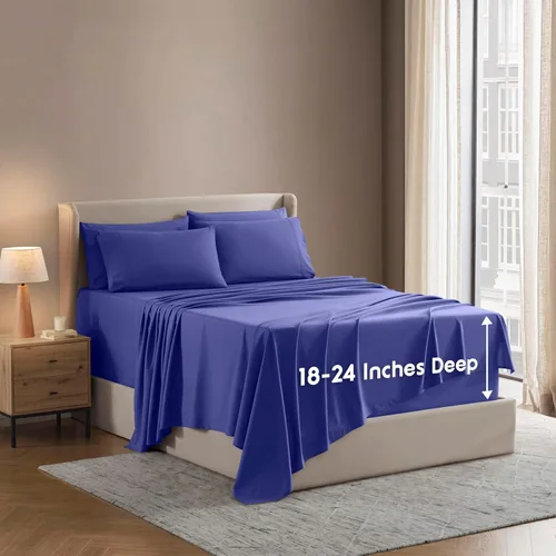 Vista 37 de Nestl - Juego de sábanas de bolsillo extraprofundo y de microfibra suave, 7 piezas, sábanas y fundas de almohada resistentes a la decoloración