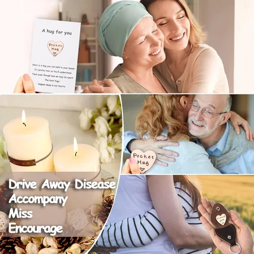 Vista 7 de Qunrwe Abrazo de bolsillo y llavero de cuero,Regalos de relaciones a larga distancia,Ficha de abrazo de bolsillo para amigos,Regalos de pensamiento