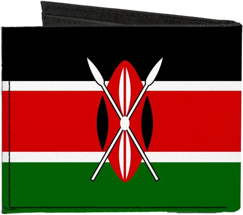 Vista 2 de Buckle-Down Billetera plegable de lona con bandera de Kenia